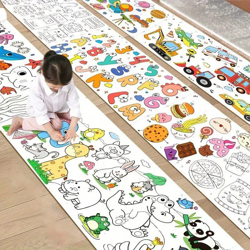 Children Drawing Roll | Blank Coloring Pages | Wall Floor DIY Painting Color Filling Paper