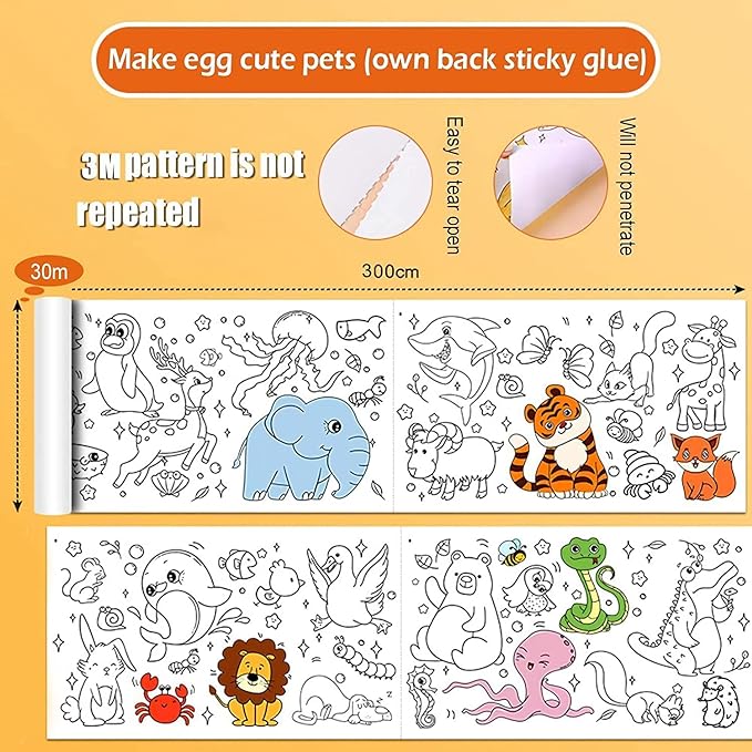 Children Drawing Roll | Blank Coloring Pages | Wall Floor DIY Painting Color Filling Paper