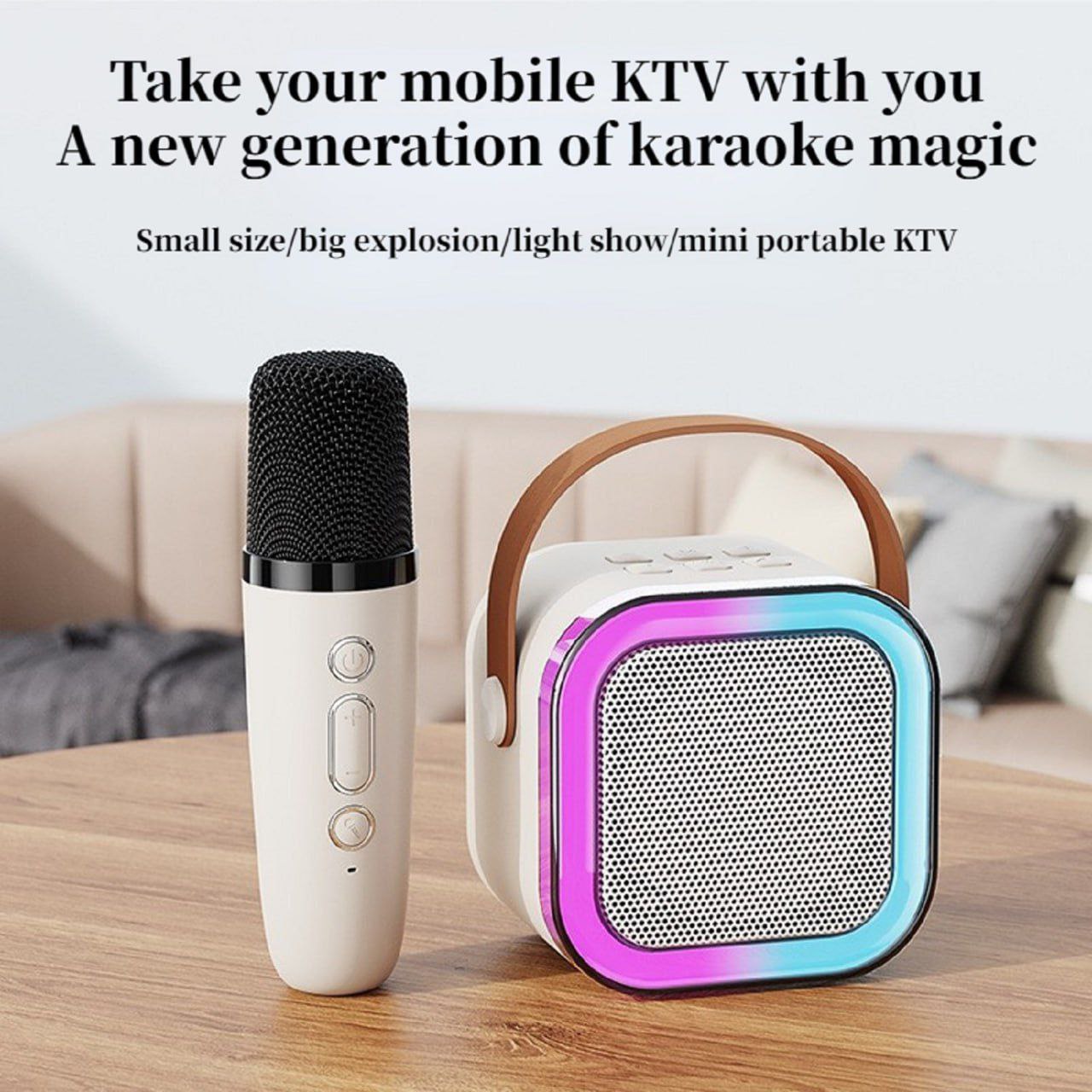 Mini Portable Karaoke Speaker With Dual Wireless Mic