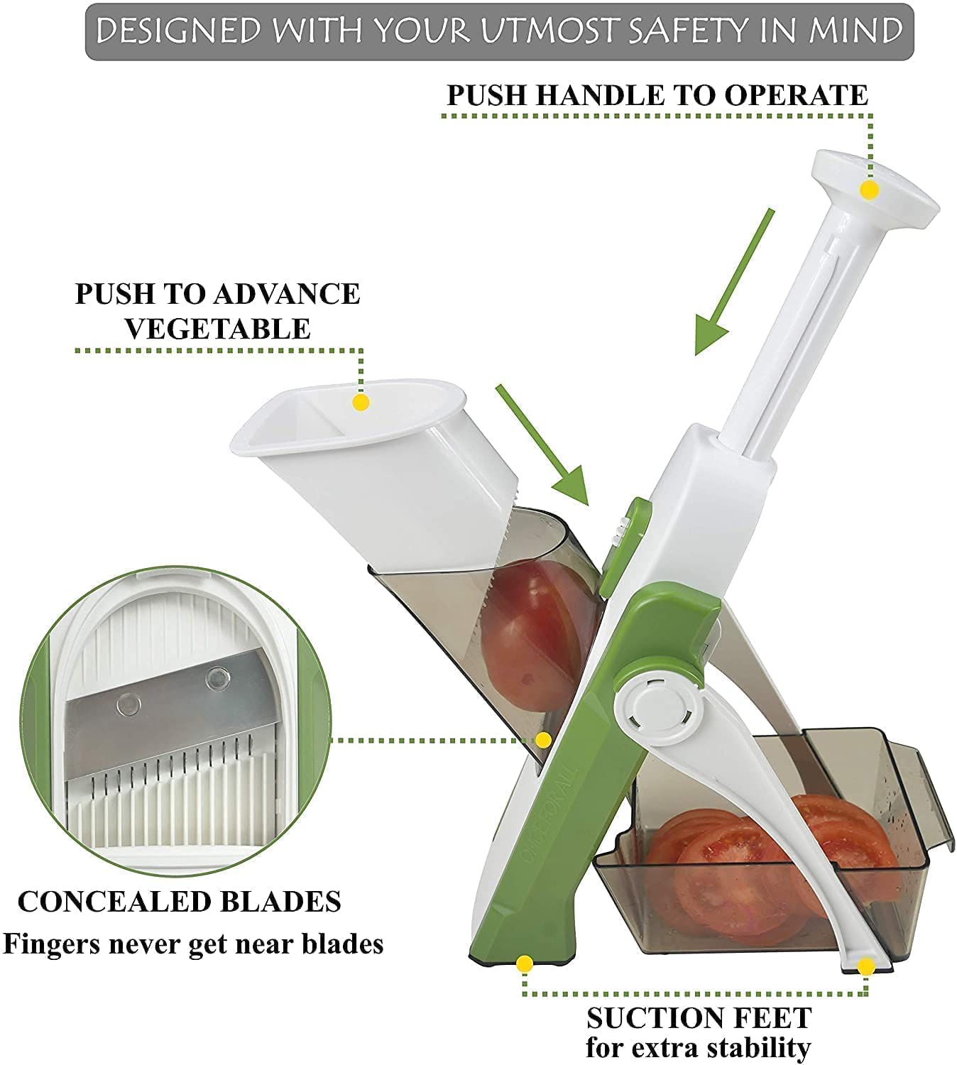 Mandoline Chopper Vegetable Shredder Grater with Stainless Steel Blades